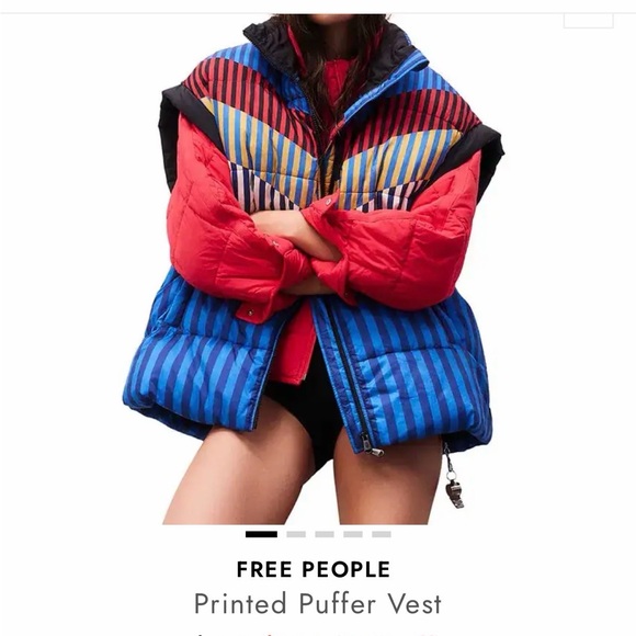FP Movement by Free People Jackets & Blazers - FP Movement by Free People Blue & Red Striped Puffer Vest